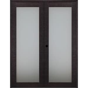 64 in. x 80 in. Right H Active Black Apricot Glass Manufactured Wood Stard Double Prehung French Door