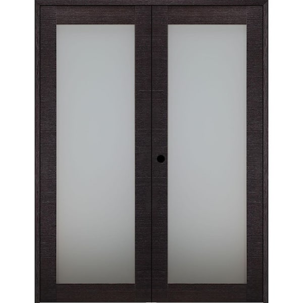 Belldinni 64 in. x 80 in. Right H Active Black Apricot Glass Manufactured Wood Stard Double Prehung French Door