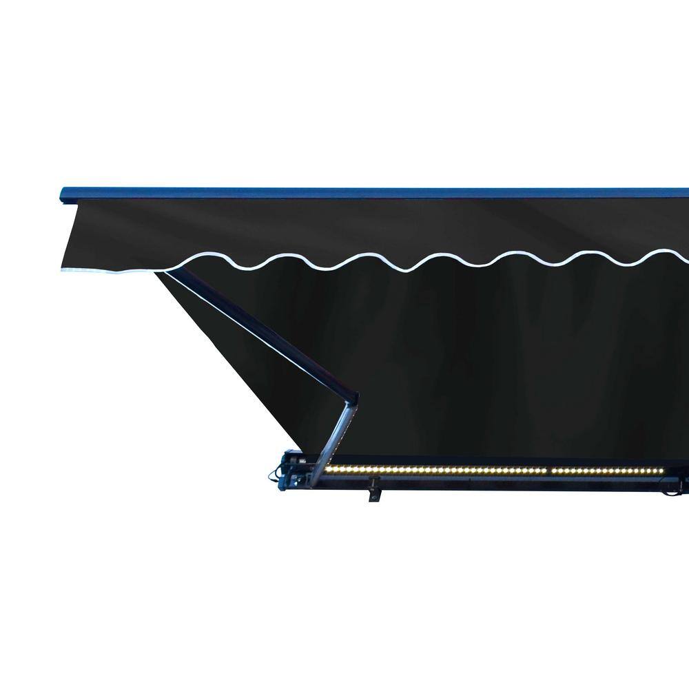 Black Motorized Retractable Patio Awning with LED Lights, 13' x 10'
