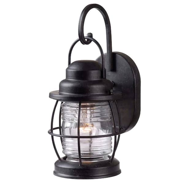 Kenroy Home Harbor 1-Light Aged Iron Outdoor Small Wall Lantern