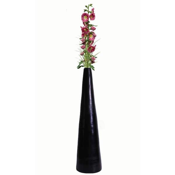 Uniquewise 30.5 in. Spun Black Glossy Bamboo Contemporary Tall Floor Vase