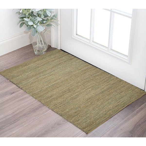 2 ft. x 3 ft. Blue Jute Striped Flatweave Handmade Area Rug