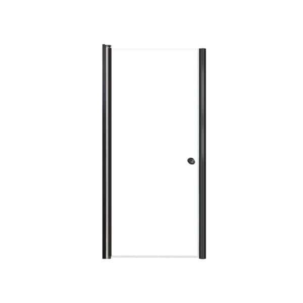 Transolid Lyna 31 in. W x 70 in. H Pivot Frameless Shower Door in Matte Black with Clear Glass