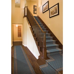 Stratford Bedford Light Blue 33 in. x Your Choice Length Stair Runner Rug