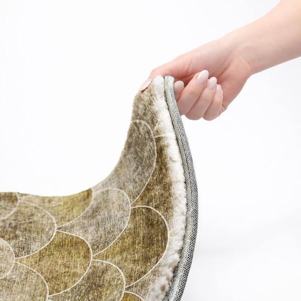Dream Shag Premium Machine Washable Abstract ADS594 Taupe 2 ft. x 7 ft. Runner Rug