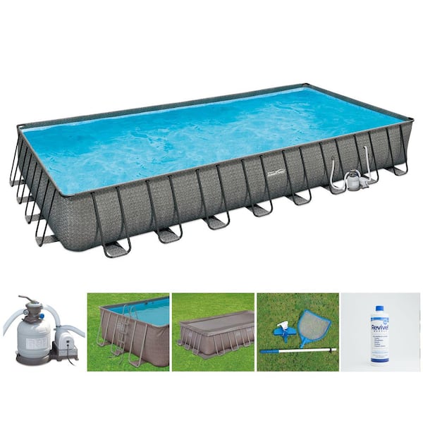 Summer Waves 32 ft. x 16 ft. x 52 in. Rectangle Frame Above Ground Swimming Pool Set