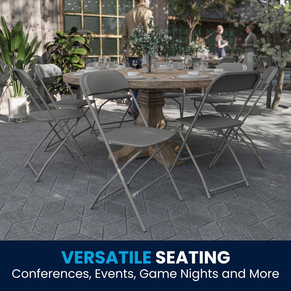 Gray Metal Lightweight Folding Utility Chairs Set of 10