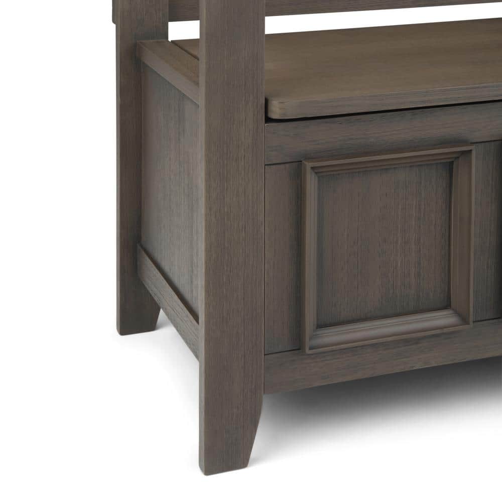 Farmhouse Gray Pinewood 48" Entryway Storage Bench with Latticework