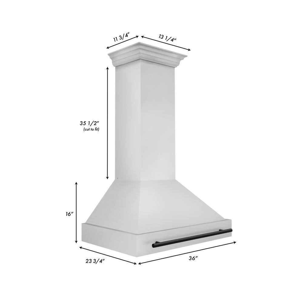 36 Inch Stainless Steel Wall Mounted Range Hood with Matte Black Handle