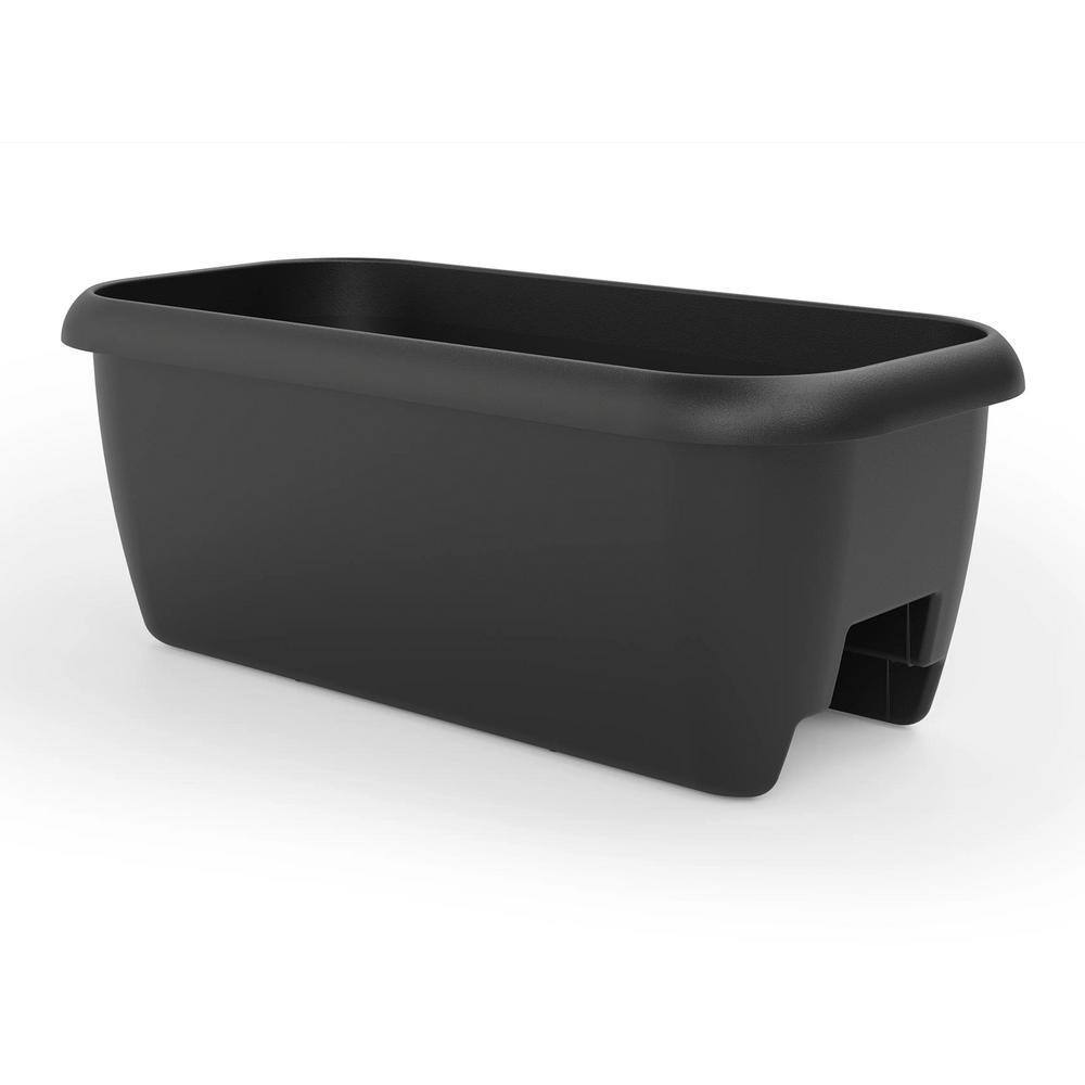 Suncast 24 in. Black Plastic Rail Planter (4Pack) 2412KR The Home Depot