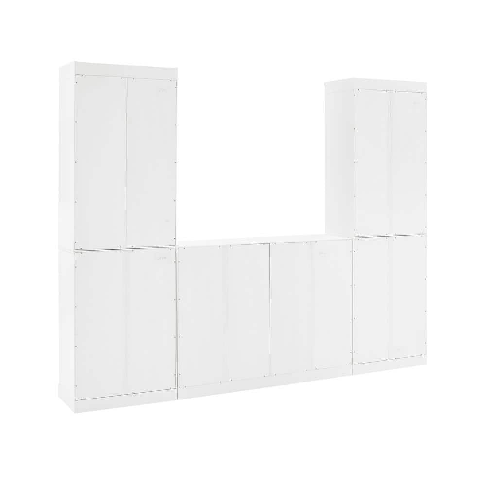 White 3-Piece Traditional Sideboard and Pantry Set with Adjustable Shelves