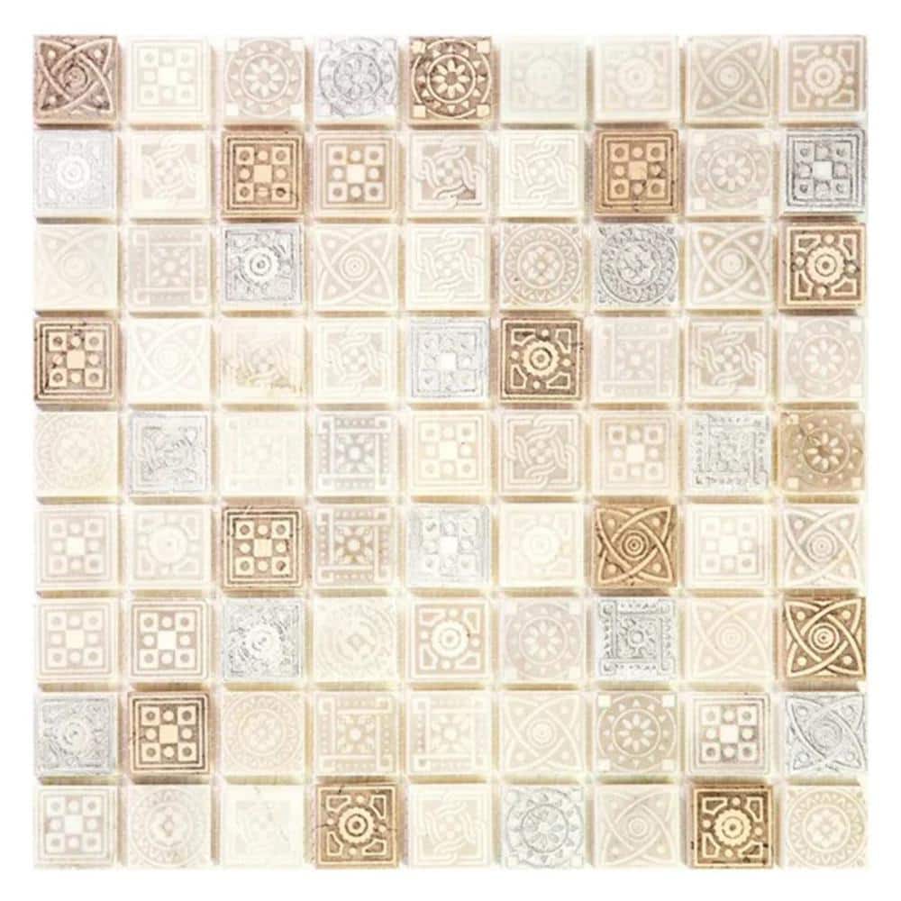"Artisana 12"" x 12"" Textured Cream and Soft Earthy Marble Stone Mosaic Square Wall and Floor Tile (5 sq. ft./Case)-5 Pack" price history on PriceWatchPro