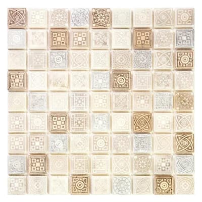 Artisana 12 in. x 12 in. Textured Cream and Soft Earthy Stone Mosaic Square Wall and Floor Tile (5 sq ft/case)-5 Pack