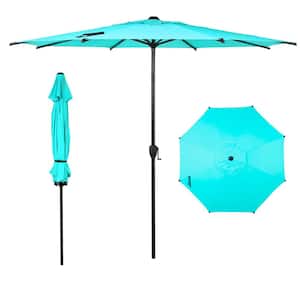 Lyon 9 ft. Steel Market Solar Horizontal Tilt Patio Umbrella in Light Blue