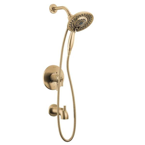 Delta Saylor In2ition 1-Handle Wall Mount Tub and Shower Trim Kit in Champagne Bronze (Valve Not Included)