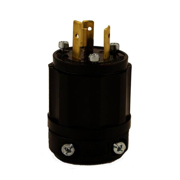 Leviton 20 Amp 250-Volt Locking Grounding Plug, Black 2321-B - The Home ...