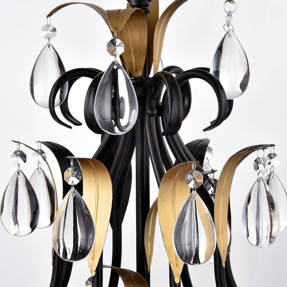 Antique Bronze and Crystal 8-Light Candle Chandelier