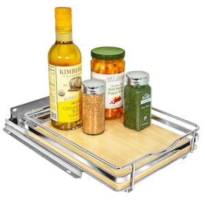 LYNK PROFESSIONAL Elite Pull Out Spice Rack Organizer for Cabinet, 8-1/4 in. Wide, Wood-Chrome