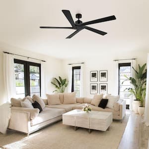 54 inch 5 Blades Indoor Black Ceiling Fan without Light