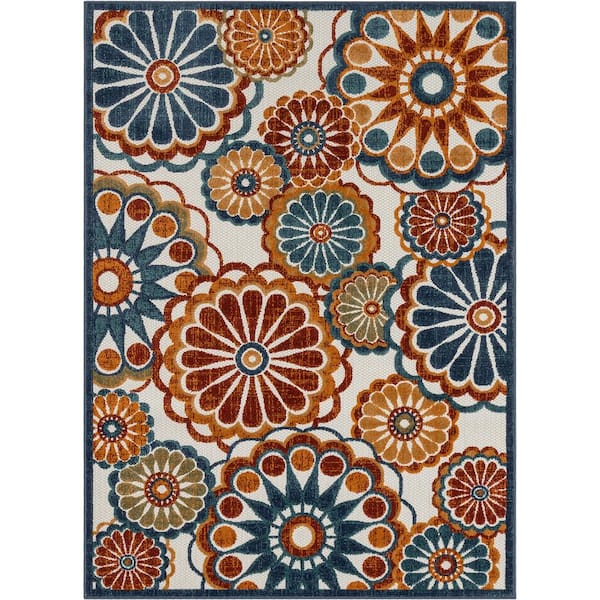 Well Woven Dorado Seri Modern Blue 7 ft. 10 in. x 9 ft. 10 in. Geometric High-Low Indoor/Outdoor Area Rug