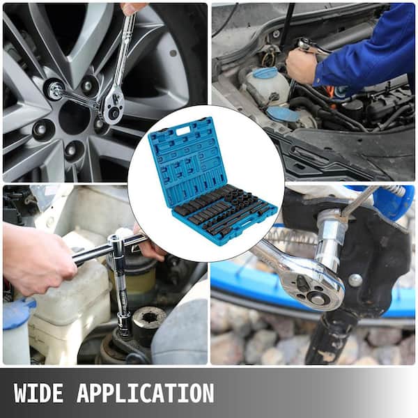 43-Piece Impact Socket Set, 6-Point Standard/Deep Sockets, Metric 9-30 mm, 1/2 in. Drive Socket Assortment, 2025 Update
