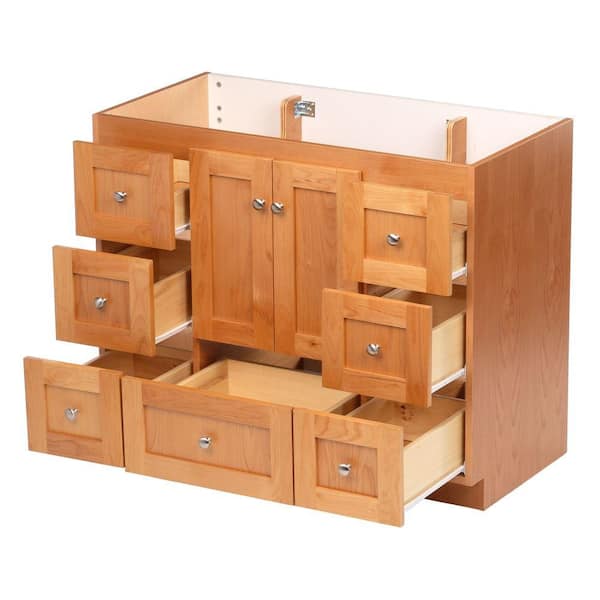 Shaker 42 in. W x 21 in. D x 34.5 in. H Vanity Cabinet Only in Natural Alder Shaker 42 in. W x 21 in. D x 34.5 in. H Vanity Cabinet Only in Natural Alder