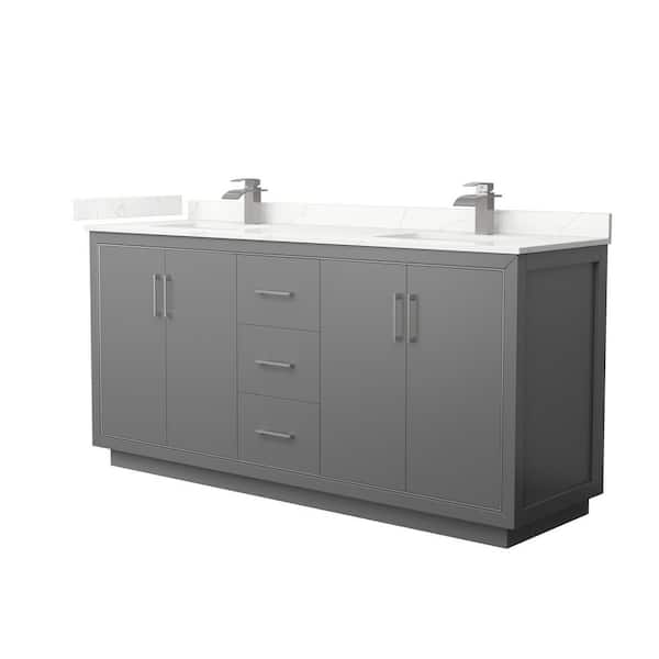 Icon 72 in. W x 22 in. D x 35 in. H Double Bath Vanity in Dark Gray with Giotto Quartz Top