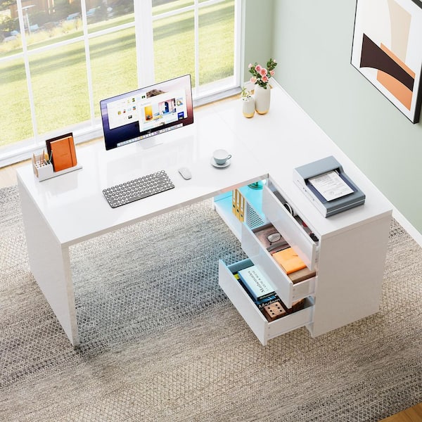 TRIBESIGNS WAY TO ORIGIN Halseey 55 in. L-Shaped White Wood 3