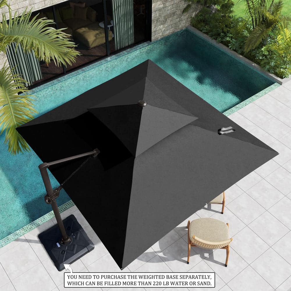 Crestlive Products 10 ft. x 10 ft. Double Top Cantilever Patio Umbrella in Black -  CL-PU055BLK