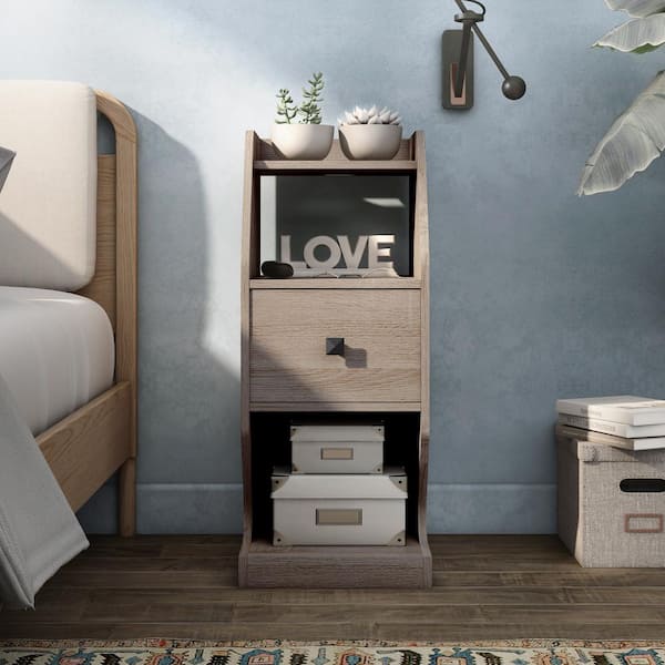 Furniture of America Yountville 1-Drawer Natural Oak Nightstand 31.5 in. H X 13 in. W X 17.7 in. D