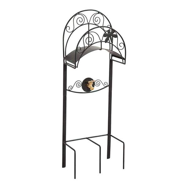 LIBERTY GARDEN Black Outdoor Dragonfly Decorative Hose Holder Stand