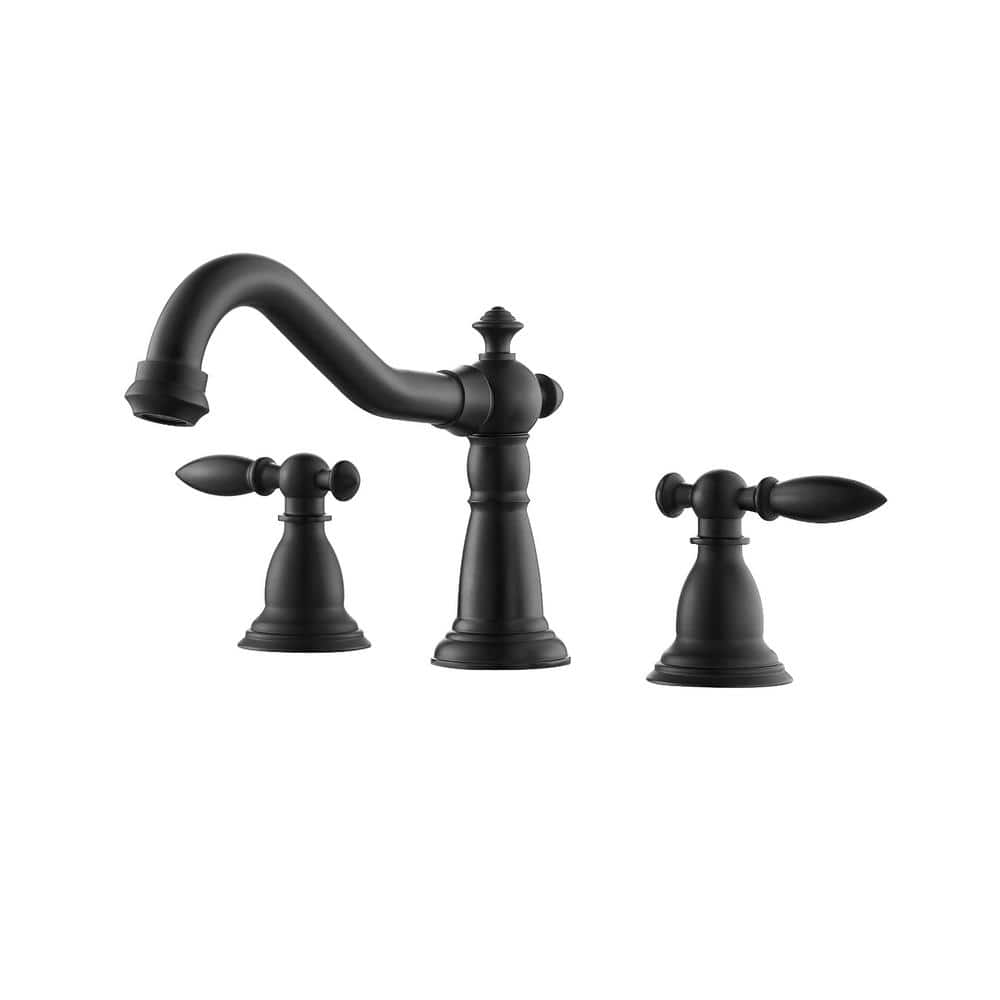 Corella 8 in. Widespread Double Handle Bathroom Faucet in Matte Black -  ROSWELL, 813123-BAF-MB