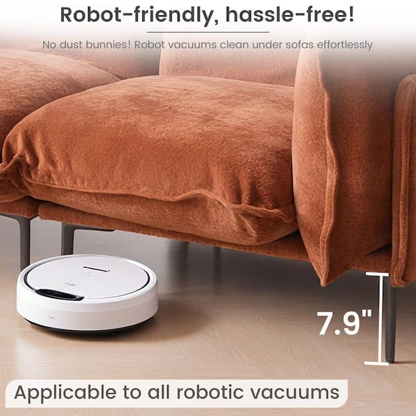 Modern 5-Piece Orange Cloud Velvet Living Room Set with Comfort Deep Seat, Metal High Legs for Robot Vacuum