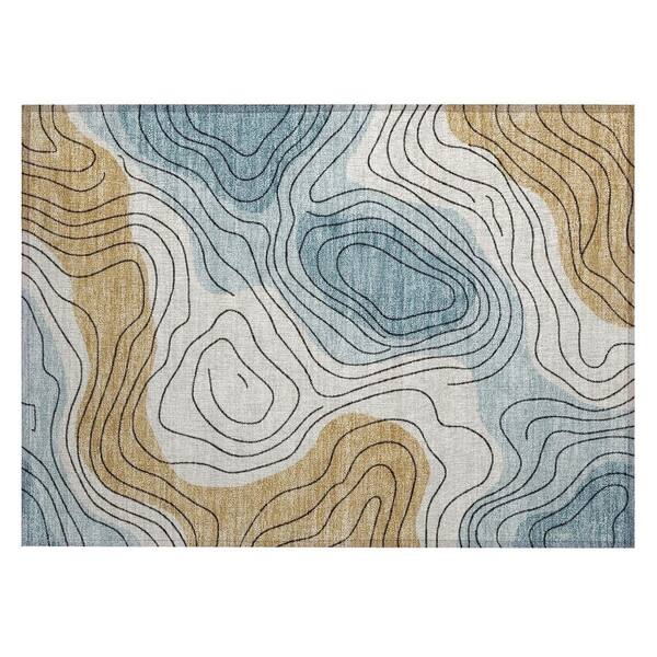 Chantille Machine Washable Indoor/Outdoor Abstract ACN3016 Denim 3 ft. x 4 ft. Area Rug