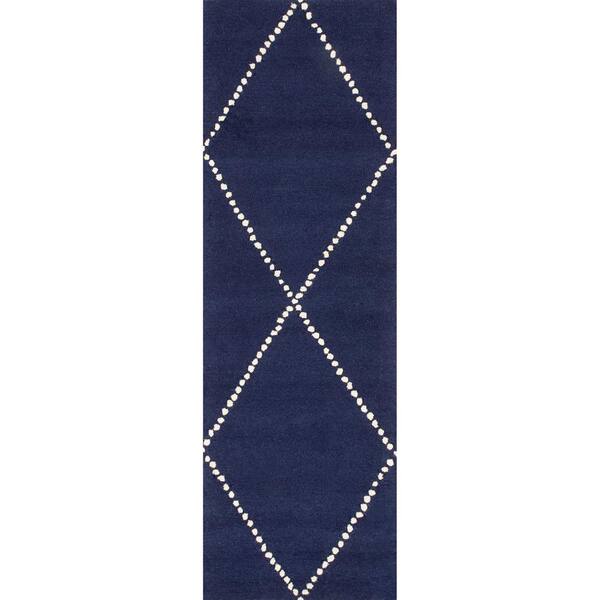 nuLOOM Dotted Diamond Trellis Navy 2 ft. x 6 ft. Indoor Runner Rug