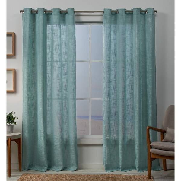 Exclusive Home Curtains Seafoam Embroidered Grommet Sheer Curtain 54