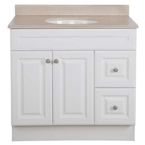 Glensford 36 in. W x 22 in. D Bathroom Vanity in White with Colorpoint Vanity Top in Maui with White Sink