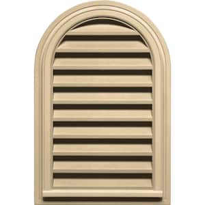 22 in. x 32 in. Round Top Plastic Built-in Screen Gable Louver Vent #012 Dark Almond