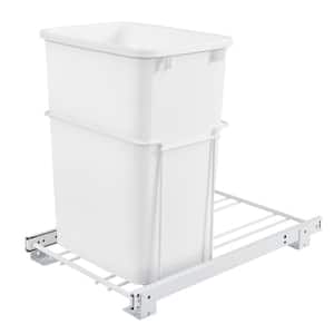 White Single Pull Out 35 qt. Trash Can for Kitchen Cabinets
