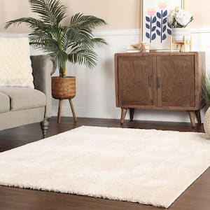 California Ivory 7 ft. x 10 ft. in. Solid Indoor Ultra-Soft Fuzzy Shag Area Rug