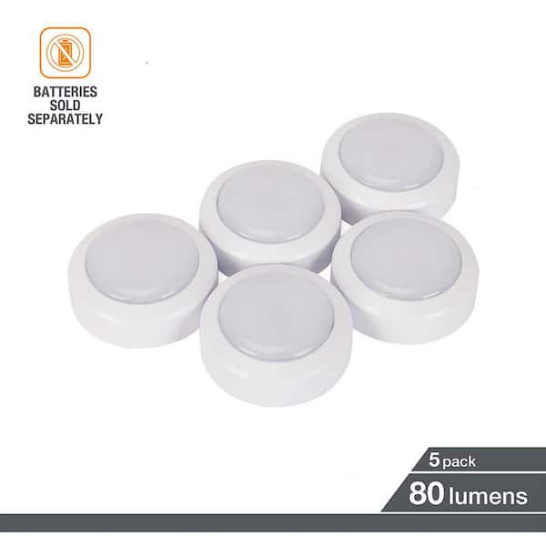2.5 in. Battery Powered 5000K Integrated LED White Puck Light (5-Pack)