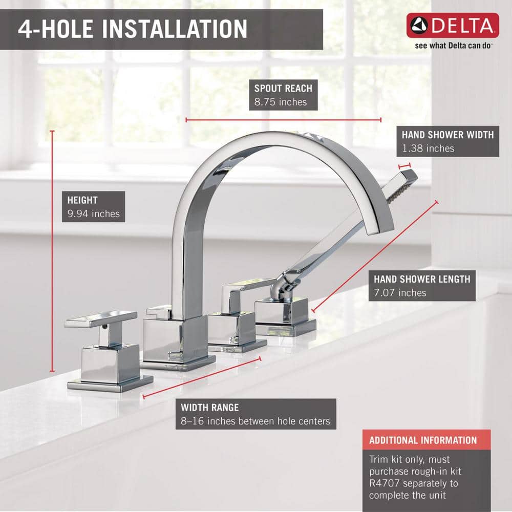 Delta Chrome Roman Tub Faucet Trim with Hand Shower
