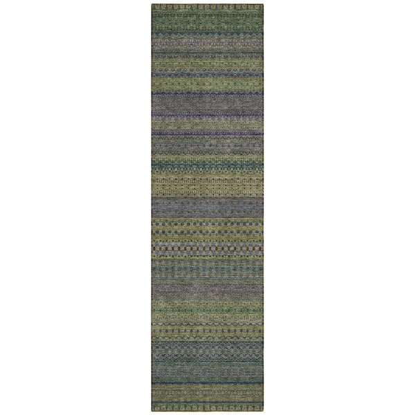 Addison Rugs Chantille ACN527 Olive 2 ft. 3 in. x 7 ft. 6 in. Machine Washable Indoor/Outdoor Geometric Runner Rug
