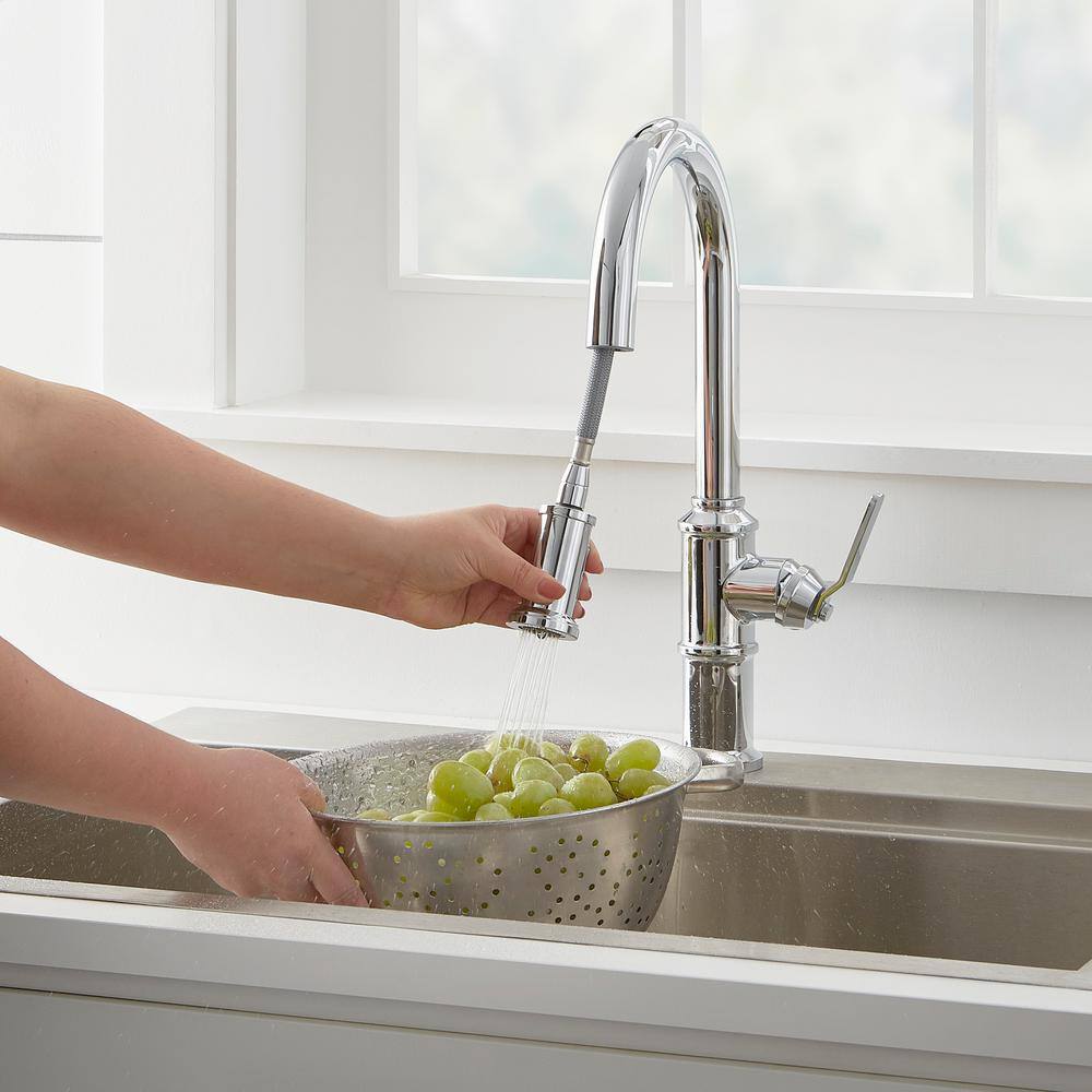 Kinzie Chrome Single Handle Pull-Down Kitchen Faucet with Spray
