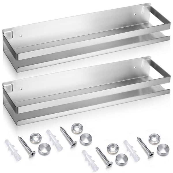 15.75 in. W x 3.94 in. D Silver Composite Decorative Wall Shelf 2 Pieces
