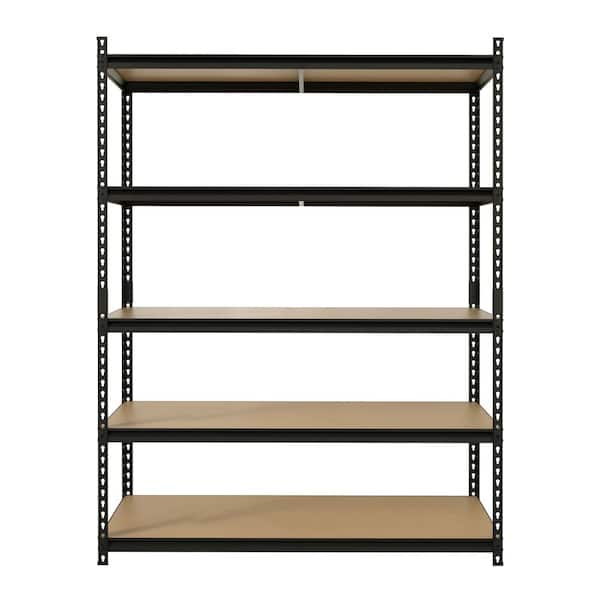 Pro Series 5-Tier Steel Garage Storage Shelving Unit in Matte Black with HDF Racks (60 in. W x 72 in. H x 18 in. D)
