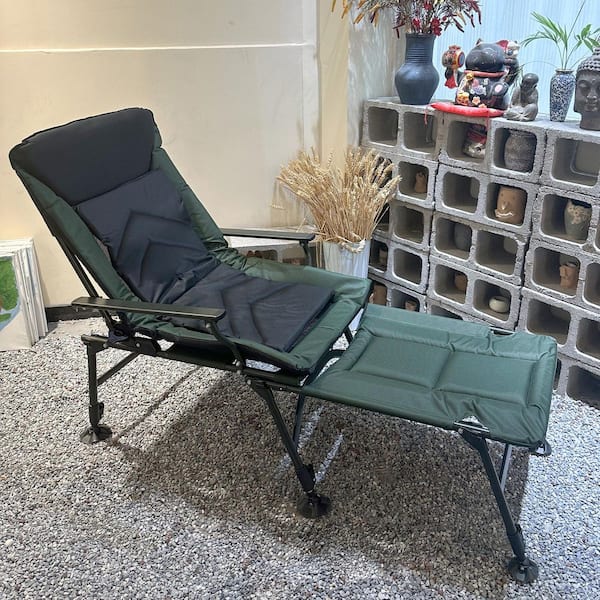 Camping Lounge Chair With Detachable Footstool, Portable