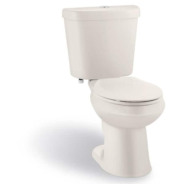 Glacier Bay 2-piece 1.1 GPF/1.6 GPF High Efficiency Dual Flush Elongated Toilet in Biscuit, Seat Included