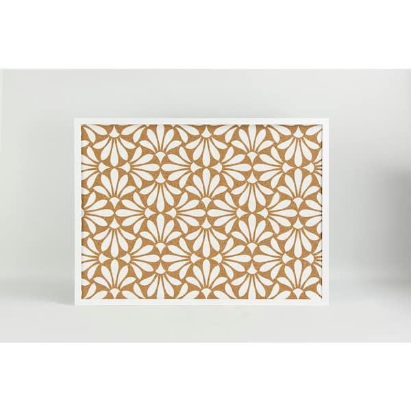 WallPOPs 23.50 L in. x 17.50 in. W x 0.81 H in. Brown and White Daisy Printed MDF Framed Cork Memo Board