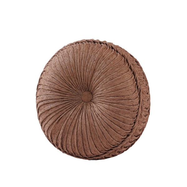 Wallace Terracotta Terracotta Polyester Solid Tufted Round Decorative Throw Pillow 15 In. L X 15 In. W